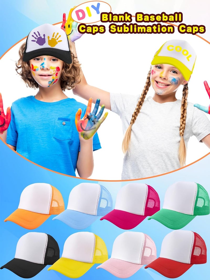 Skyebed 6 Pcs Kids Sublimation Trucker Hats Adjustable Mesh Trucker Cap DIY Baseball Hats for Summer Camps Beaches - Image 3